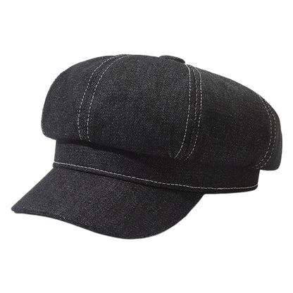 Women's Denim Newsboy Beret Cap Visor Cap