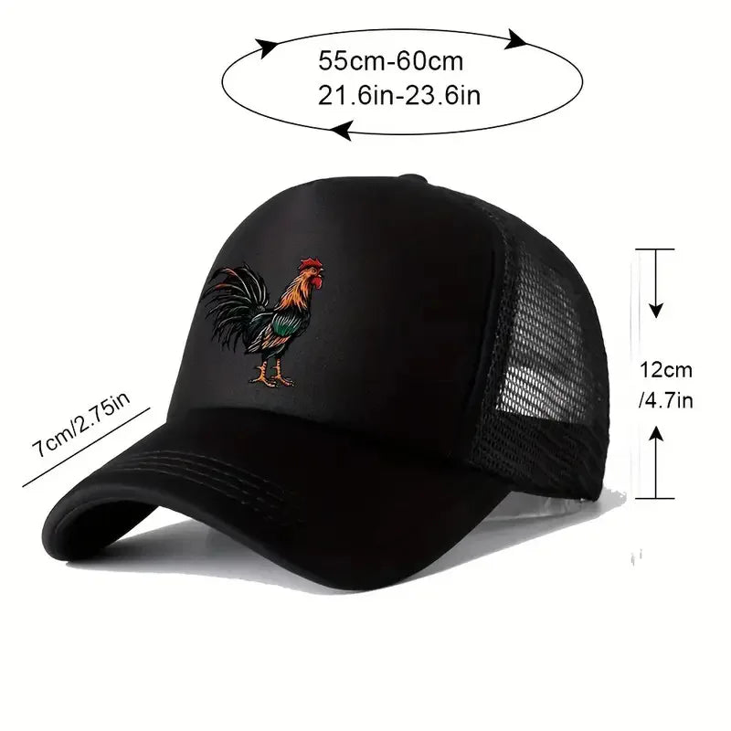 Vibrant Rooster Design Mesh Baseball Cap