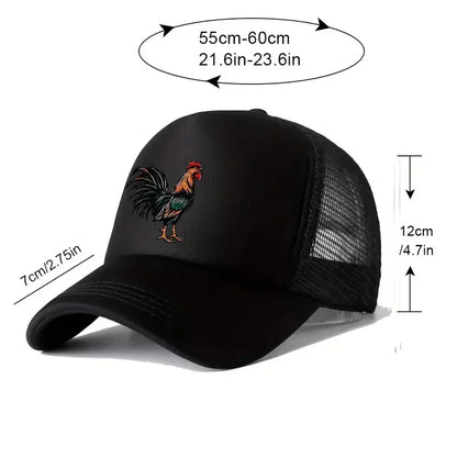 Vibrant Rooster Design Mesh Baseball Cap