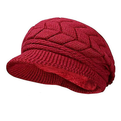 Thicken Warm Striper Knitted Cap Winter Brim Caps