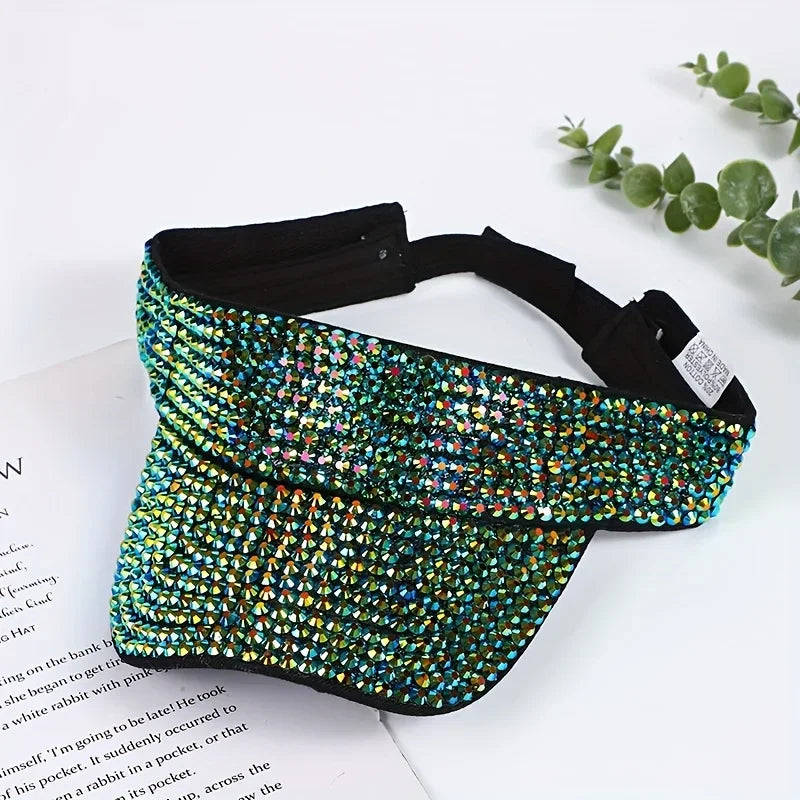 New Women's Shiny Rhinestone Sun Hat