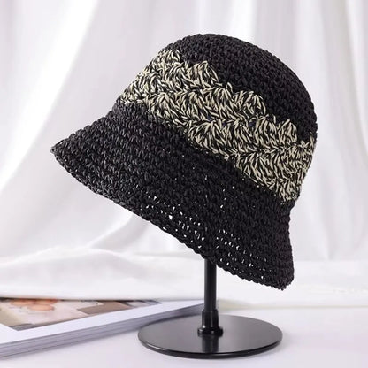 Casual Large Brim Woven Hat Hollow Out Foldable Straw Hat