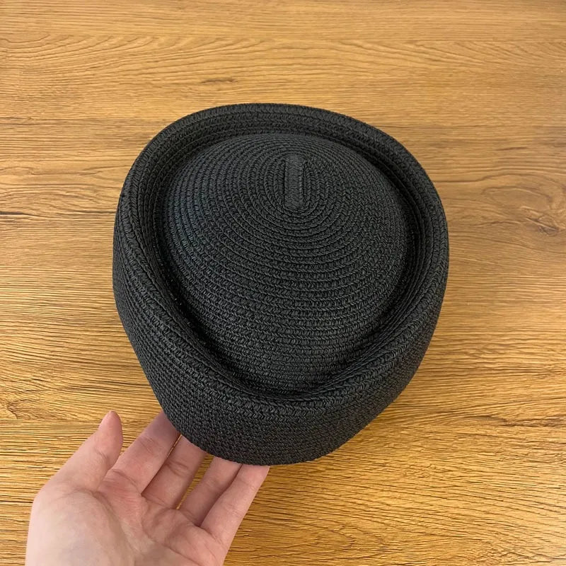 Airline Stewardess Flight Attendant Vintage Pillbox Hat Fashion Summer Straw Beret Hat