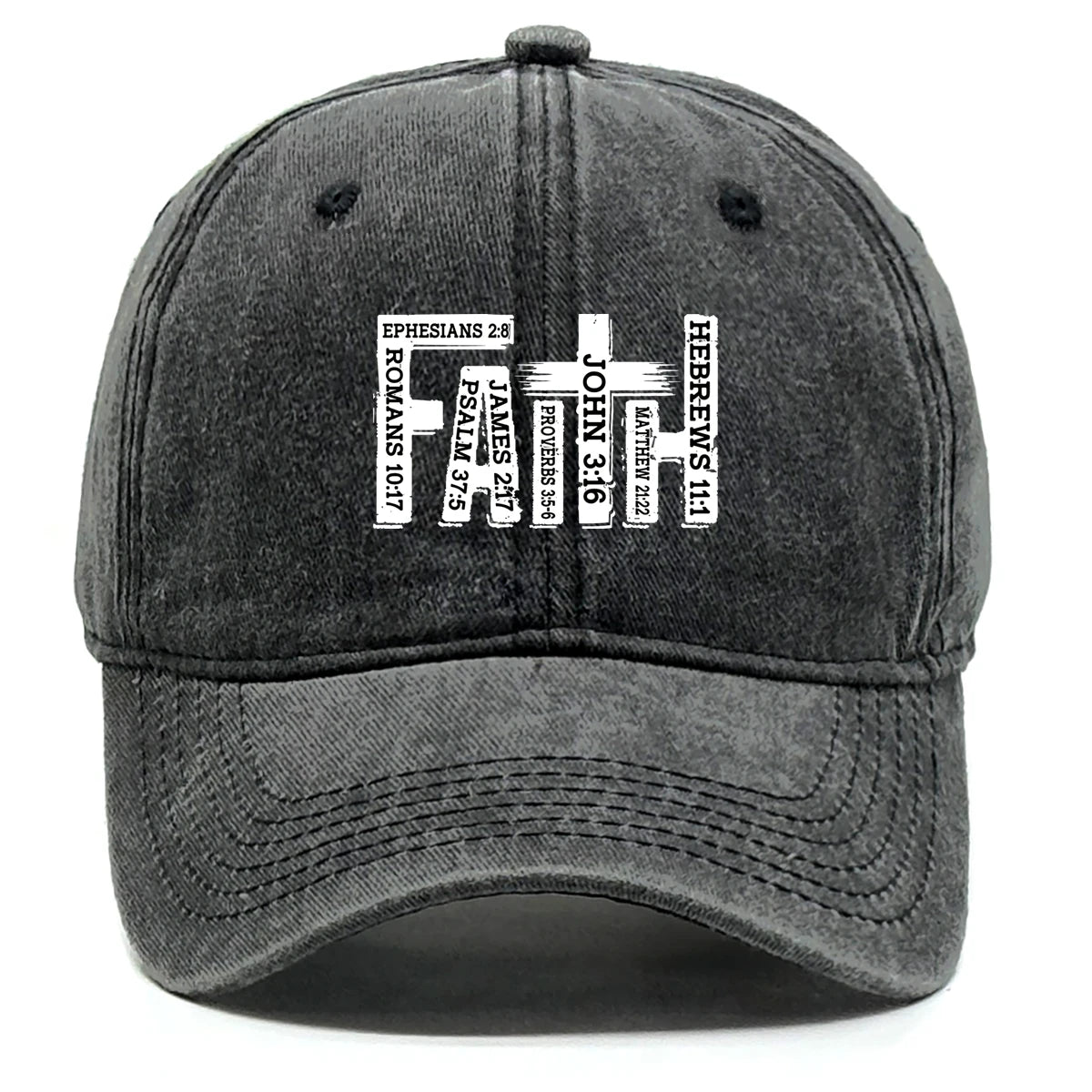 Baseball Cap Black White Printed Adjustable Snapback Bible Cap