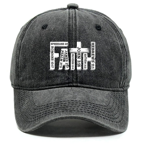 Baseball Cap Black White Printed Adjustable Snapback Bible Cap
