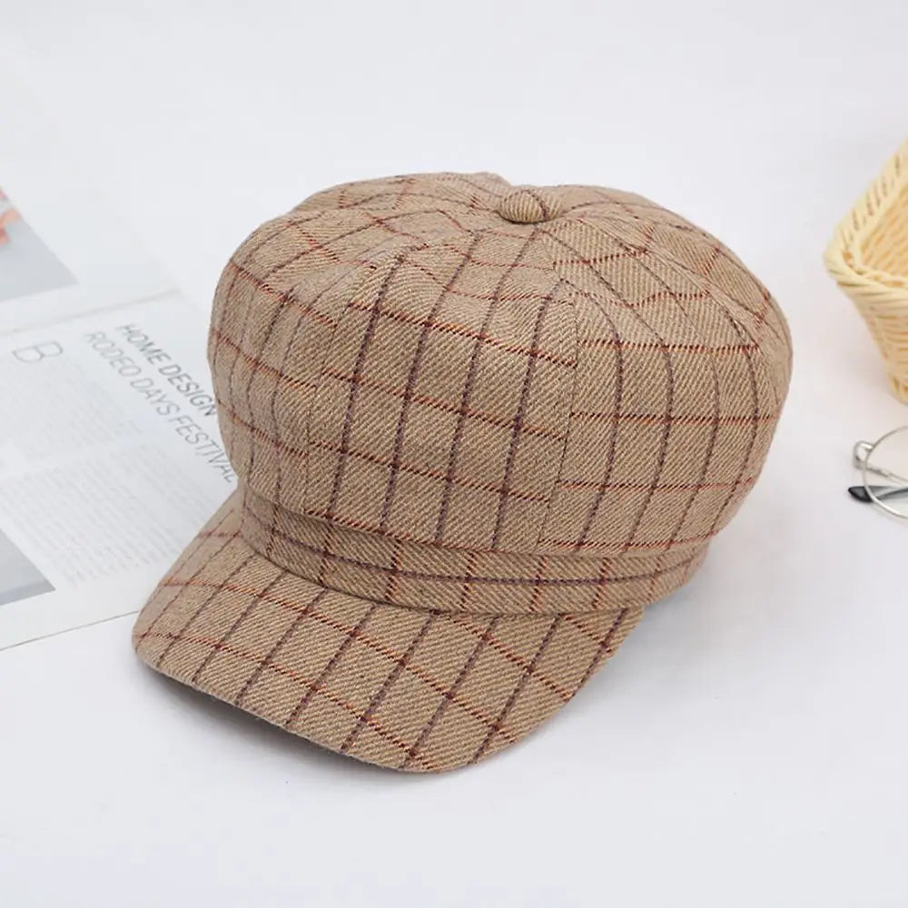 Adjustable Autumn Keep Warm Girls Korean Street Style Plaid Beret