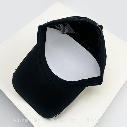 Korean Letter Embroidery Baseball Cap Unisex Retro Peaked Caps Fashionable Outdoor Simple Ins Design