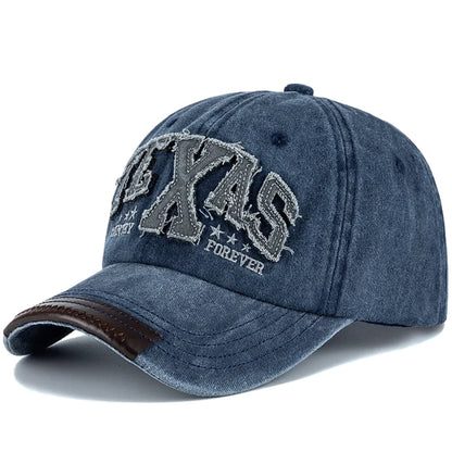 Unisex Vintage Classic Baseball Cap Texas Letter Embroidery For Man Women