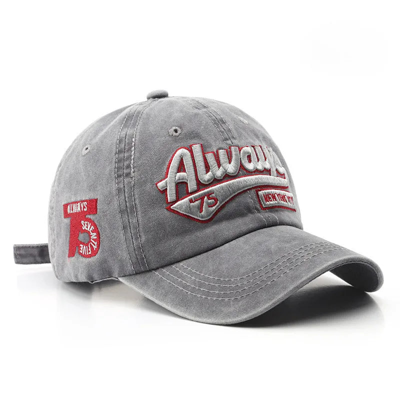 Retro Baseball Cap With 3D Embroidery “Always” – Unstructured Distressed Hat