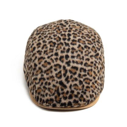 Women Men Leopard Print Flat Cap