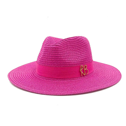 Chain Summer Straw Hat Pork Pie Hat