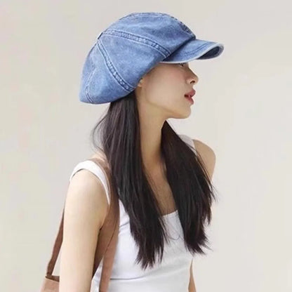 Vintage Washed Denim Beret Hat