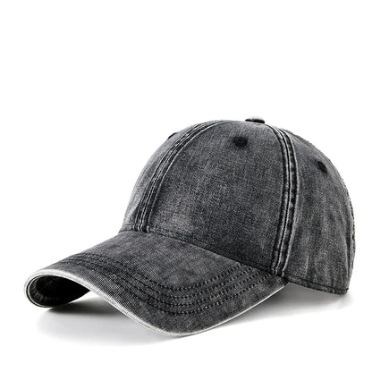 Blank Black Cotton Washed Vintage Baseball Hats