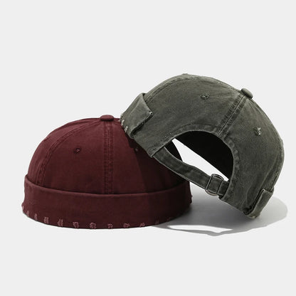 New Custom Logo Retro Washed Cotton Brimless Hat