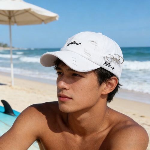 Unisex Asher Embroidery Hole Iron Ring Baseball Caps