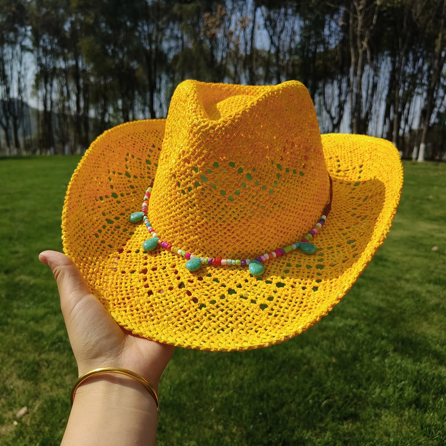 Summer Straw Cowboy Hat Hollow Woven Straw Hat