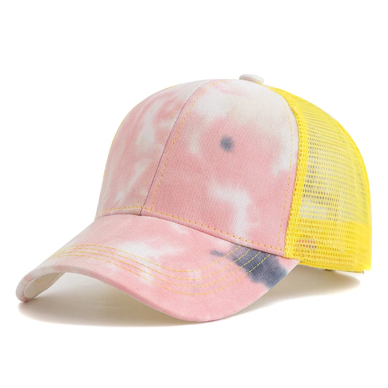 Women Ponytail Cap Tie Dyeing Design Baseball Cap Female