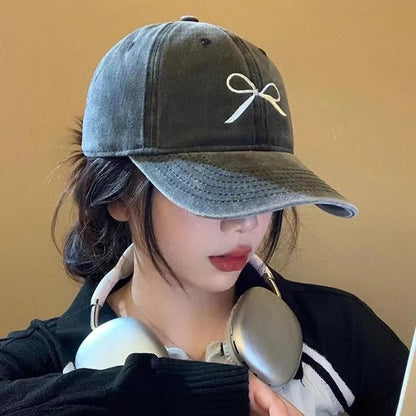 Women Y2K Korean Washed Denim Snapback Hat