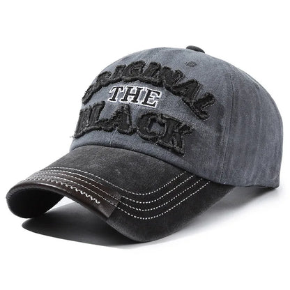 Men's Retro Washed Cloth Alphabet Baseball Cap Curved Brim Old Cap Spring and Autumn
