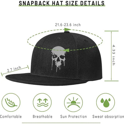 Flat Bill Hats For Men Snapback Skull Hats Black Hat For Teen Boys Skateboard Hats Baseball Cap