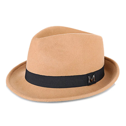 Men Winter Thick Warm Felt Fedora Hats Wool Gentleman Jazz Cap