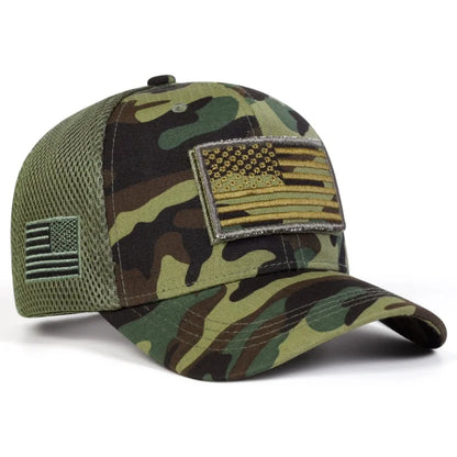 Unisex Adjustable American Flag Embroidery Camouflage Baseball Cap