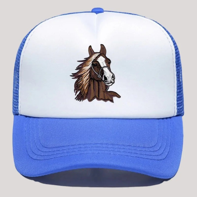 Brown Horse Head Graphic Trucker Hat Adjustable Mesh Baseball Cap Casual Unisex