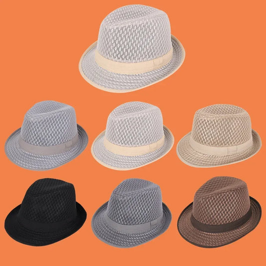 Men's & Women's Straw Breathable Jazz Hat Mesh Summer Sun Hat