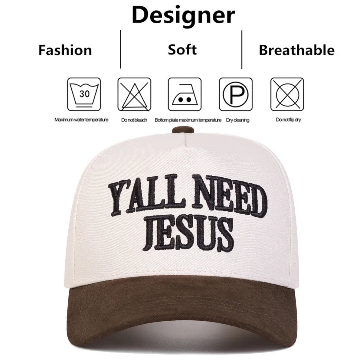 Unisex Y'ALL Need Jesus Letter Embroidery Baseball Caps Spring Autumn