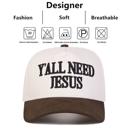 Unisex Y'ALL Need Jesus Letter Embroidery Baseball Caps Spring Autumn