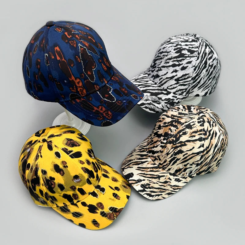 Graffiti Leopard Stripe Print Baseball Hats