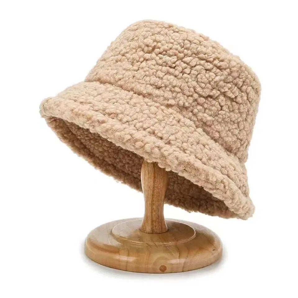 Lambswool Unisex Bucket Hats For Women Men Winter