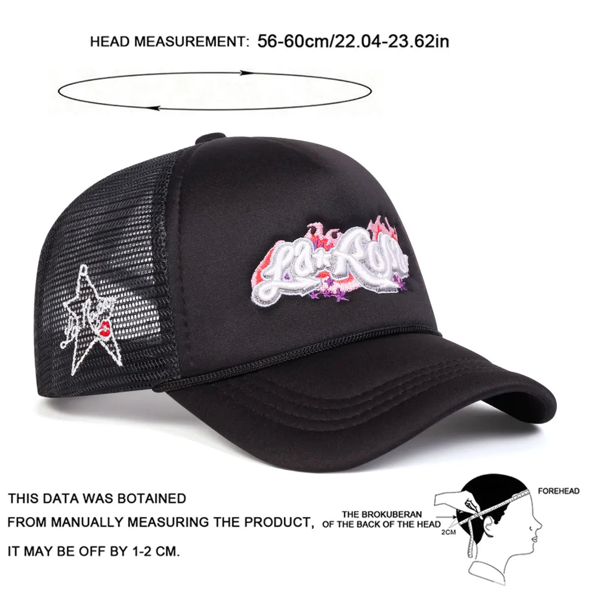 Unisex LaRona Flame Embroidery Baseball Net Caps Spring and Summer
