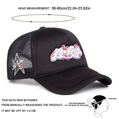 Unisex LaRona Flame Embroidery Baseball Net Caps Spring and Summer