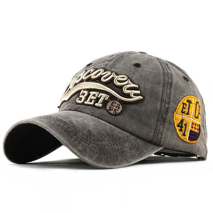 Unisex 3ET Letter Embroidery Wash Baseball Caps Spring and Autumn