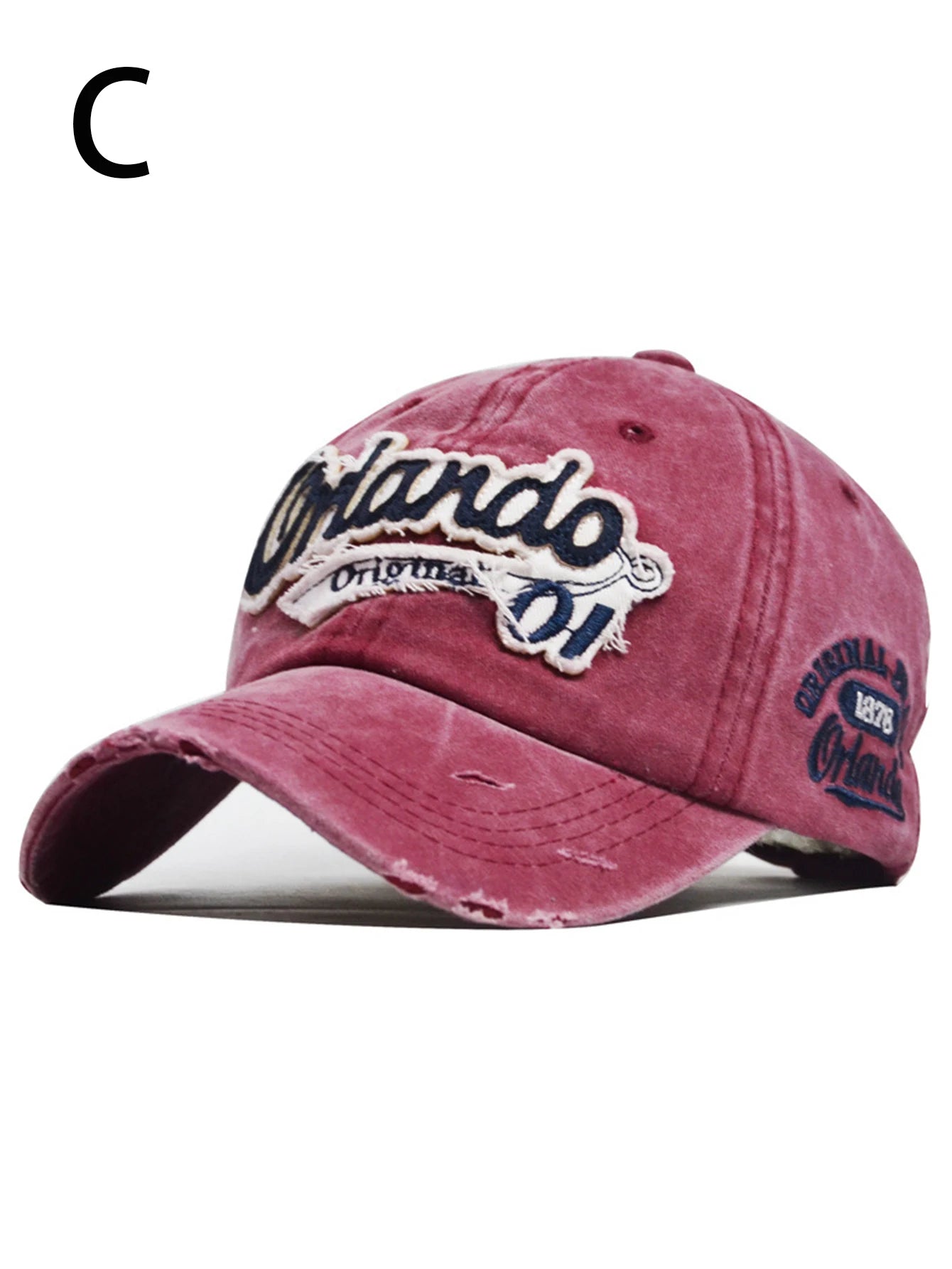 Unisex All Season Fashionable Washed Retro Retro Letter Orlando Baseball Cap
