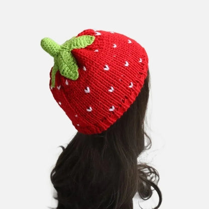 Creative Warm Knitted Fruit Hat Thick Soft Strawberry Pullover Cap
