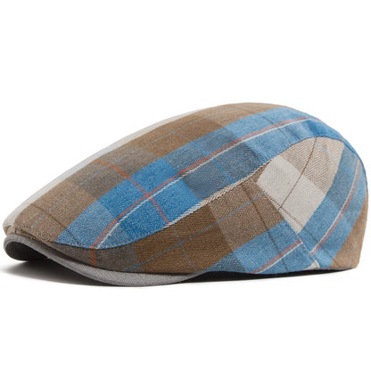 Summer Plaid Thin Beret Women Men Fashion Vintage Visor Hat