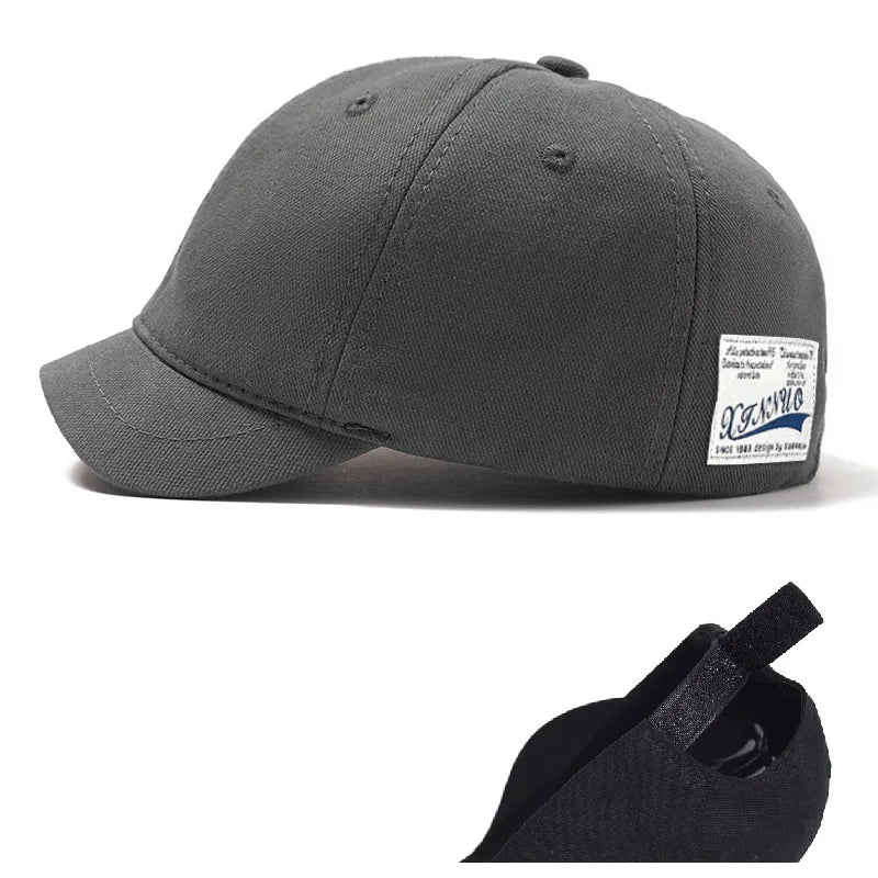 Men's Short Brim Baseball Cap Casual Solid Corduroy Soft Top Cap