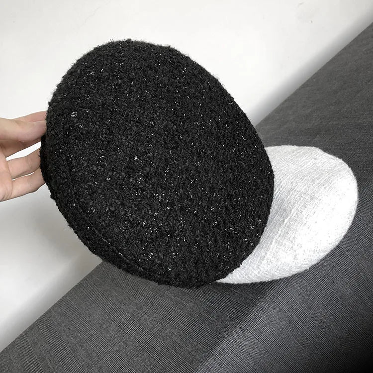 Women Leopard Print Beret Flying Saucer Hat Autumn Winter Warm Knit Artist Caps