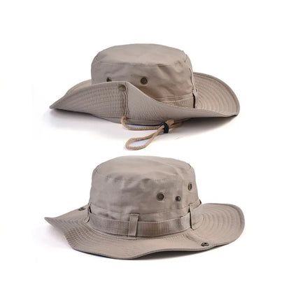 Summer Men Bucket Hat Outdoor UV Protection Wide Brim Panama Safari Hunting Hiking Hat