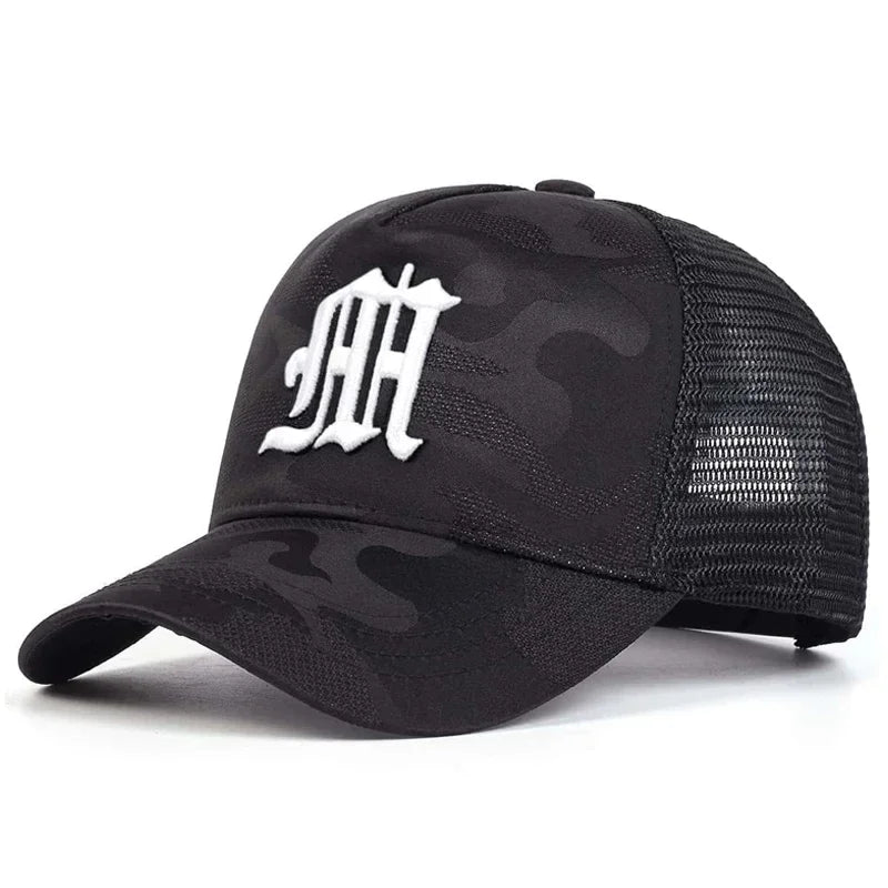 Unisex M Letter Embroidery Camouflage Baseball Net Caps