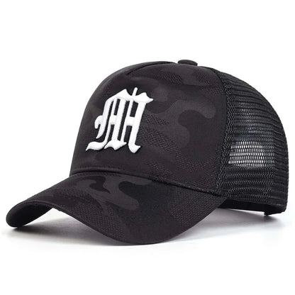 Unisex M Letter Embroidery Camouflage Baseball Net Caps