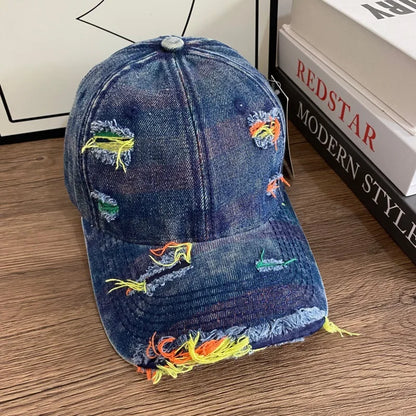 Retro Washed Denim Baseball Cap Multi Color