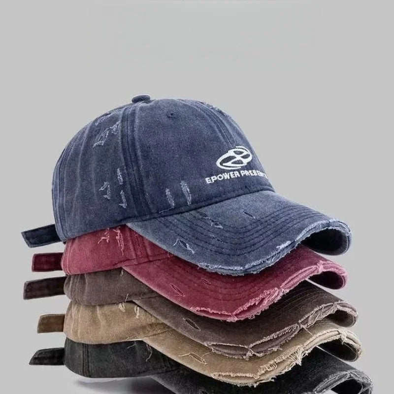 American Retro Washed Distressed Women's Baseball Cap Face Slimming Japanese  Protection Hat