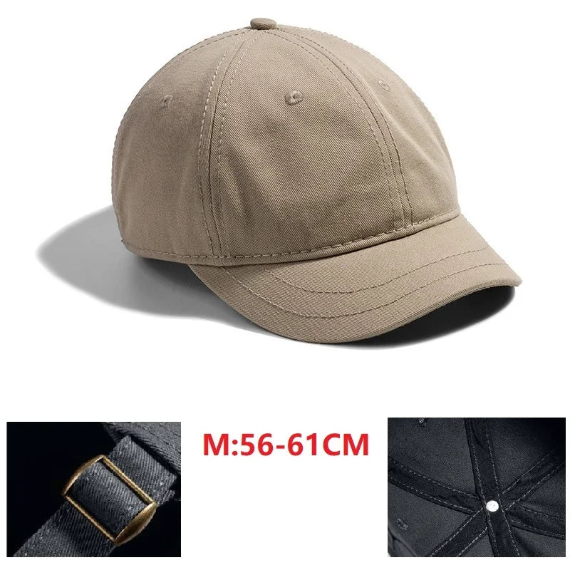 Men's Short Brim Baseball Cap Casual Solid Corduroy Soft Top Cap