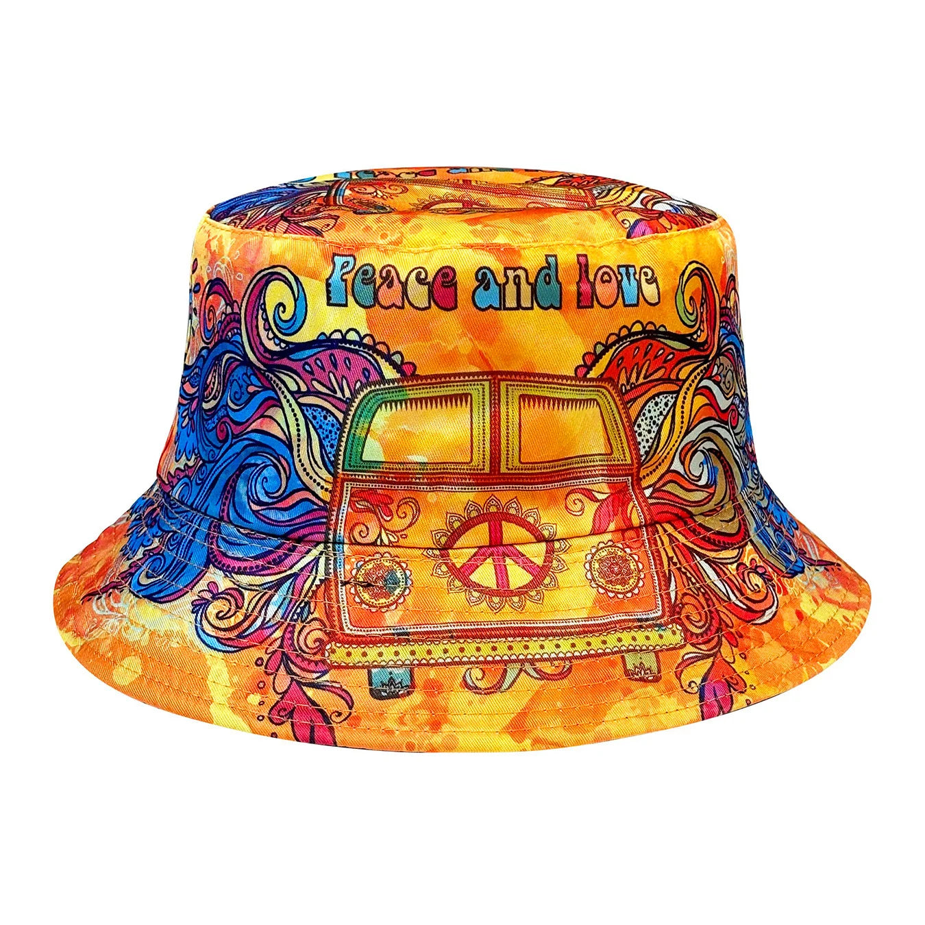 Peace and Love Colorful Fisherman Hat, Reversible Sun Hat, Foldable Fashionable Bucket Hat, Colorful and Cool Fashion, All-Season Bucket Hat