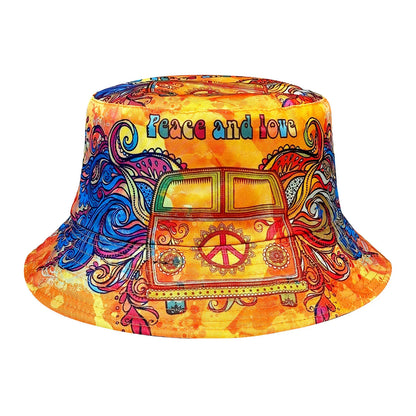 Peace and Love Colorful Fisherman Hat, Reversible Sun Hat, Foldable Fashionable Bucket Hat, Colorful and Cool Fashion, All-Season Bucket Hat