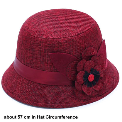 Vintage Linen Material Cloche Felt Hat Soft Felt Elegant European Bucket Hat