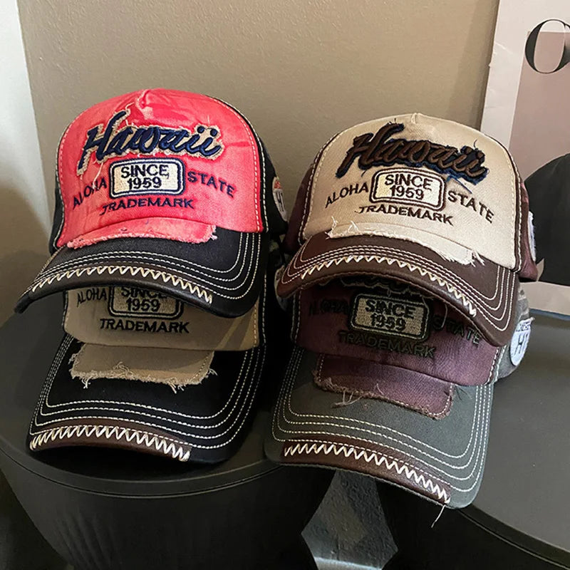 Retro Letter Embroidery Baseball Caps for Women Men